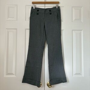 Spring Street Women's Low Rise Gray Herringbone Wide Legged Dress Pants Size 5